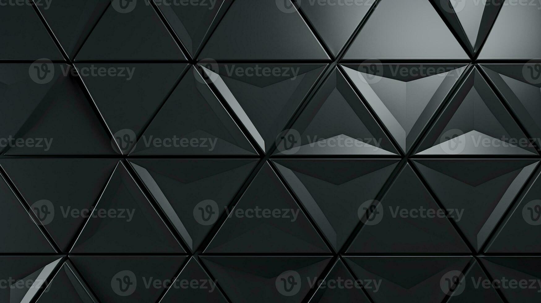 Polished Semigloss Wall Background with Triangular Black Block Tiles. AI Generated photo