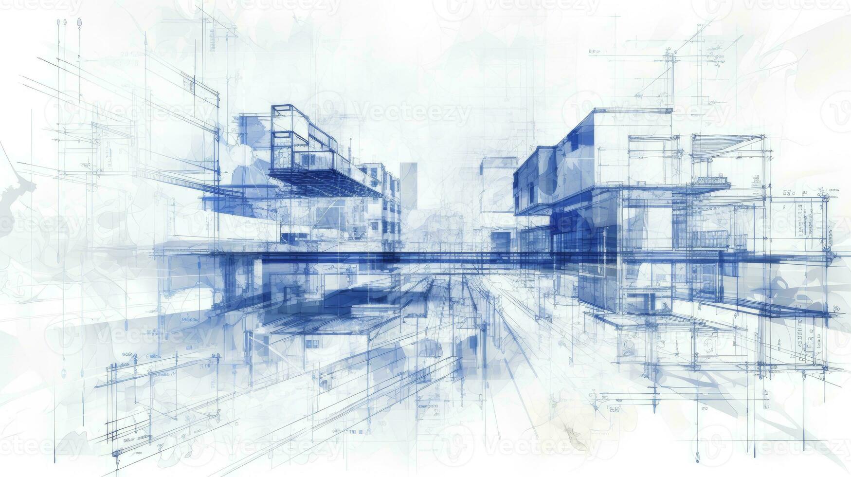 Architecture Blueprint Drawing. AI Generated photo