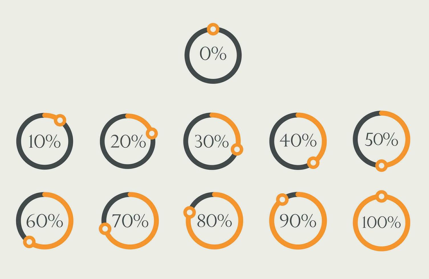 Set of circle percentage diagrams. Infographic elements. Vector illustration.