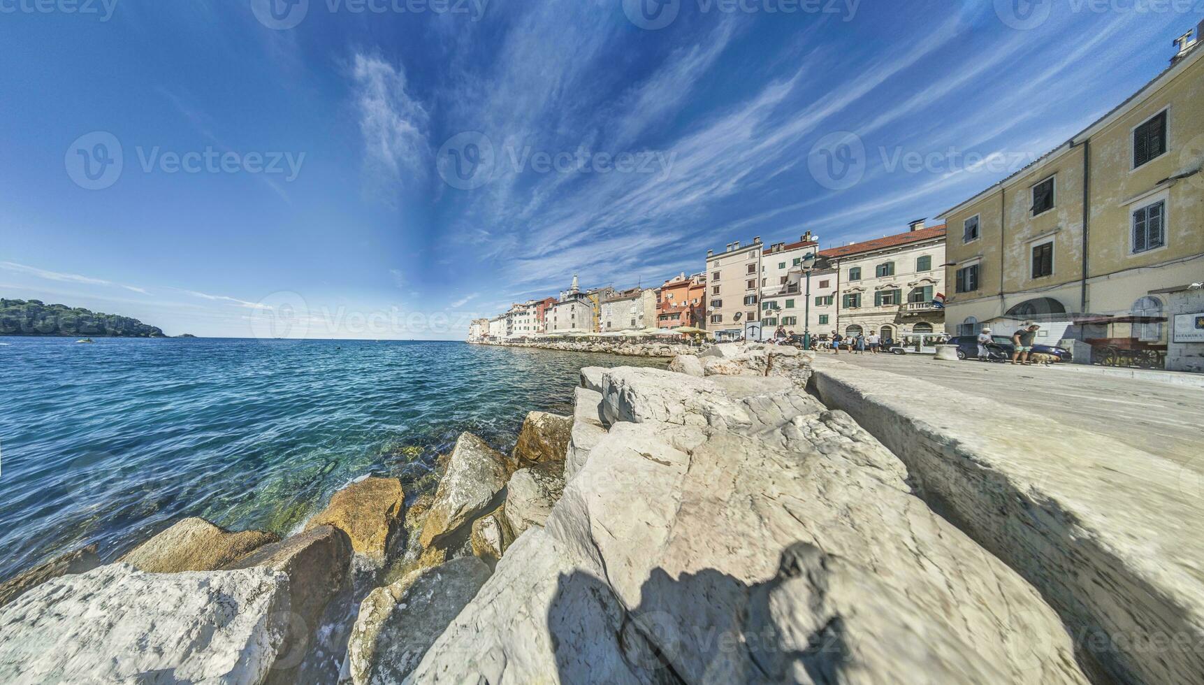 Picture of the harbor of the historic Croatian coastal town of Rovinj in summer photo