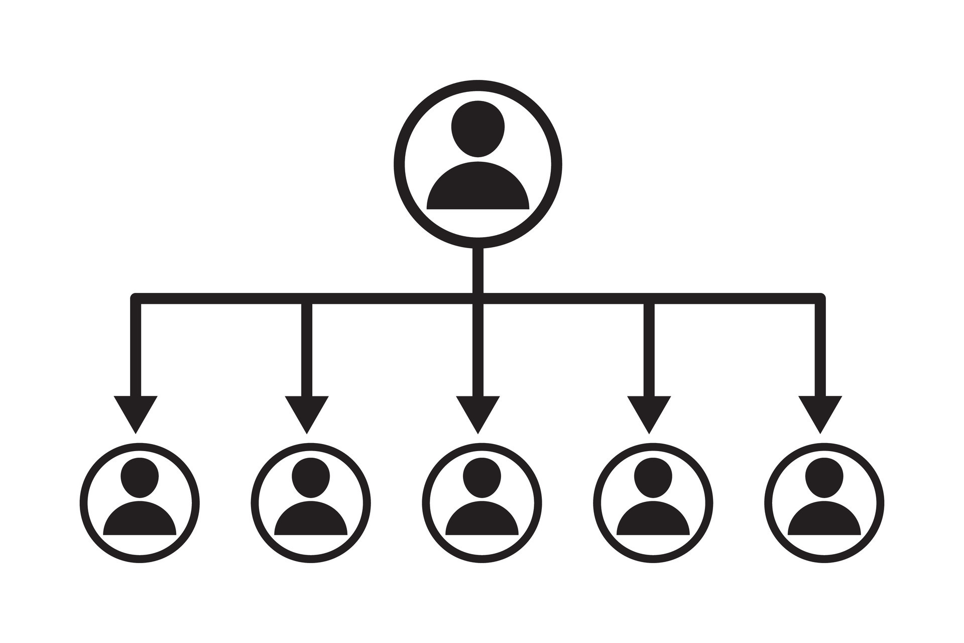 Social networking diagram, Social media connections. Hierarchy, leader