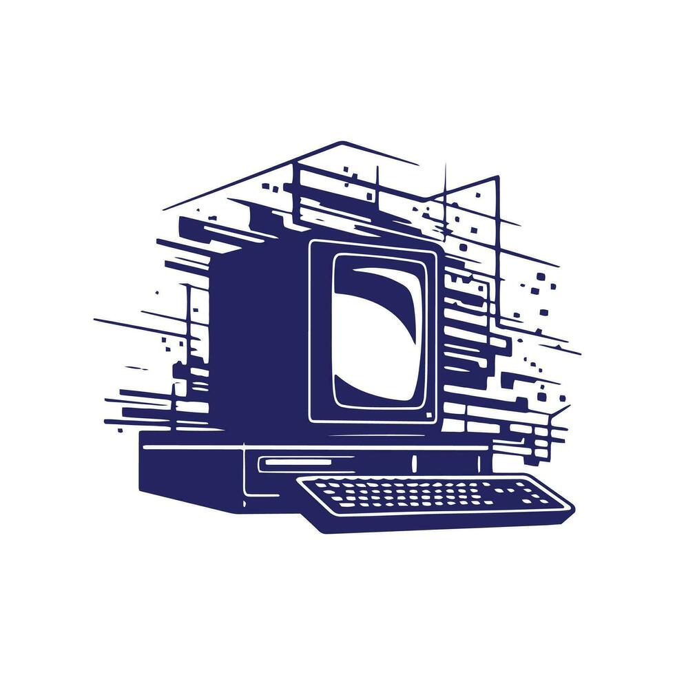 logo de computadora icono vector silueta aislado diseño escritorio concepto