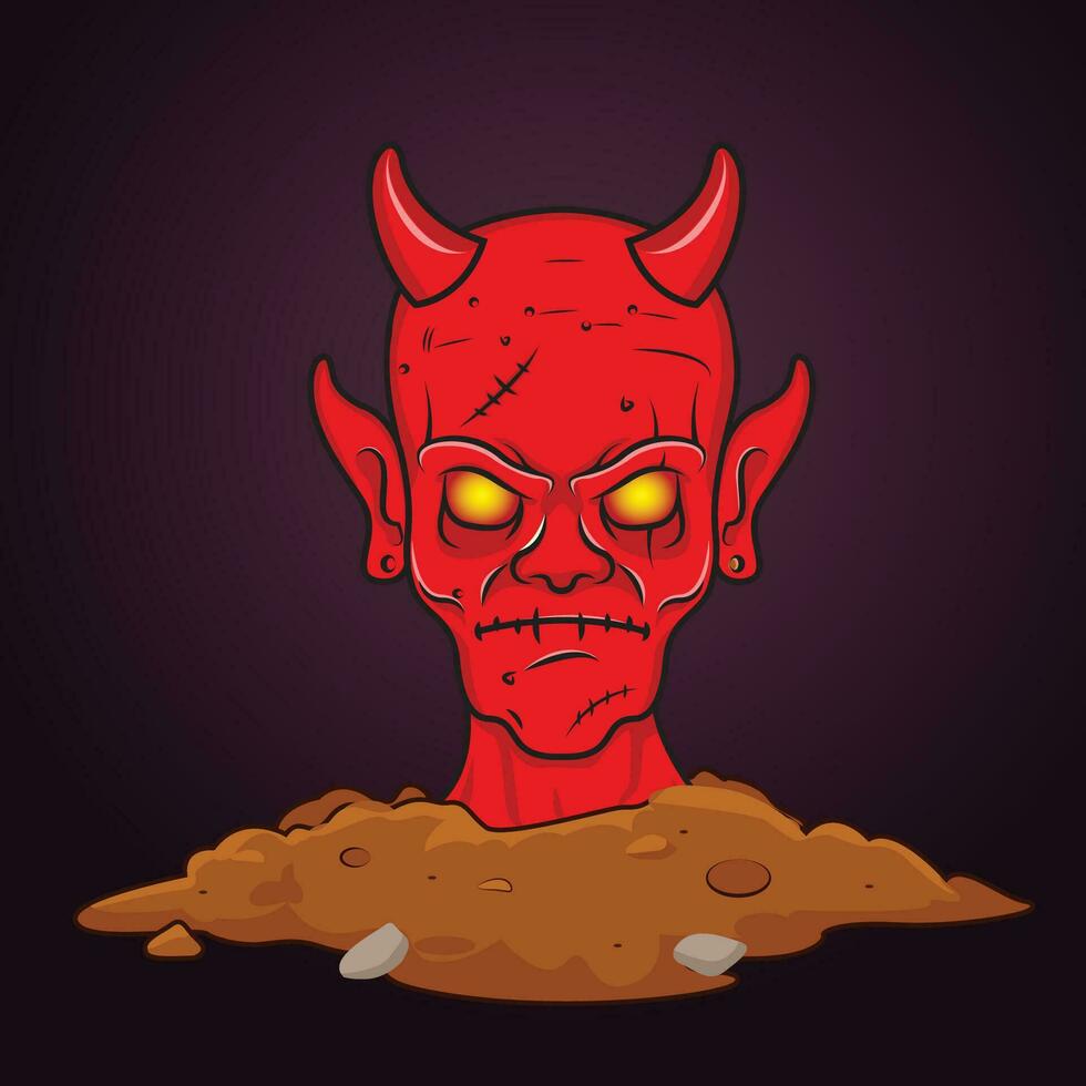 de miedo rojo demonio cara vector ilustración