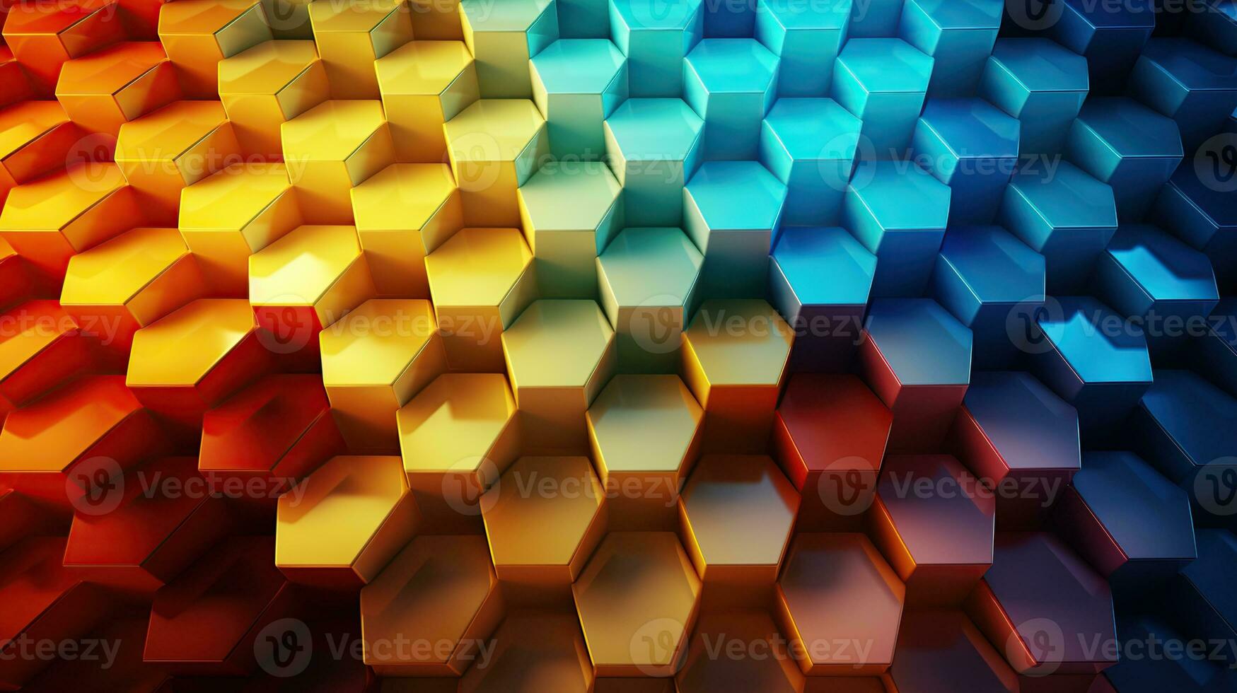 3D Illustration. Multi color geometric hexagonal abstract background photo