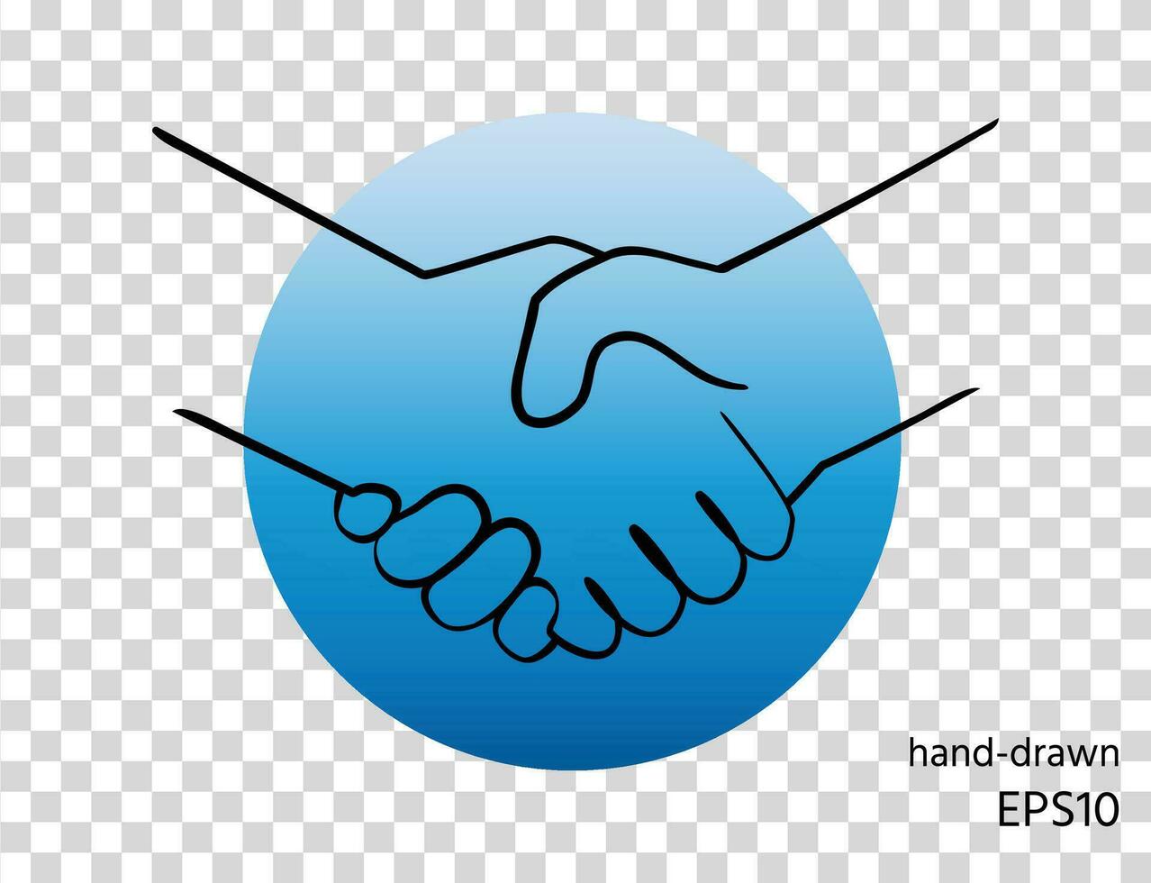 Symbol of handshake, black brush outline vector