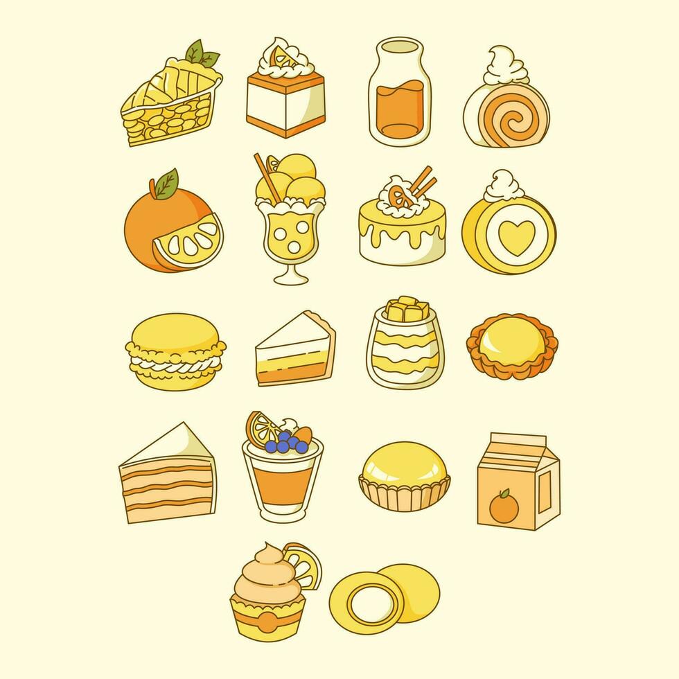 various orange foods vector