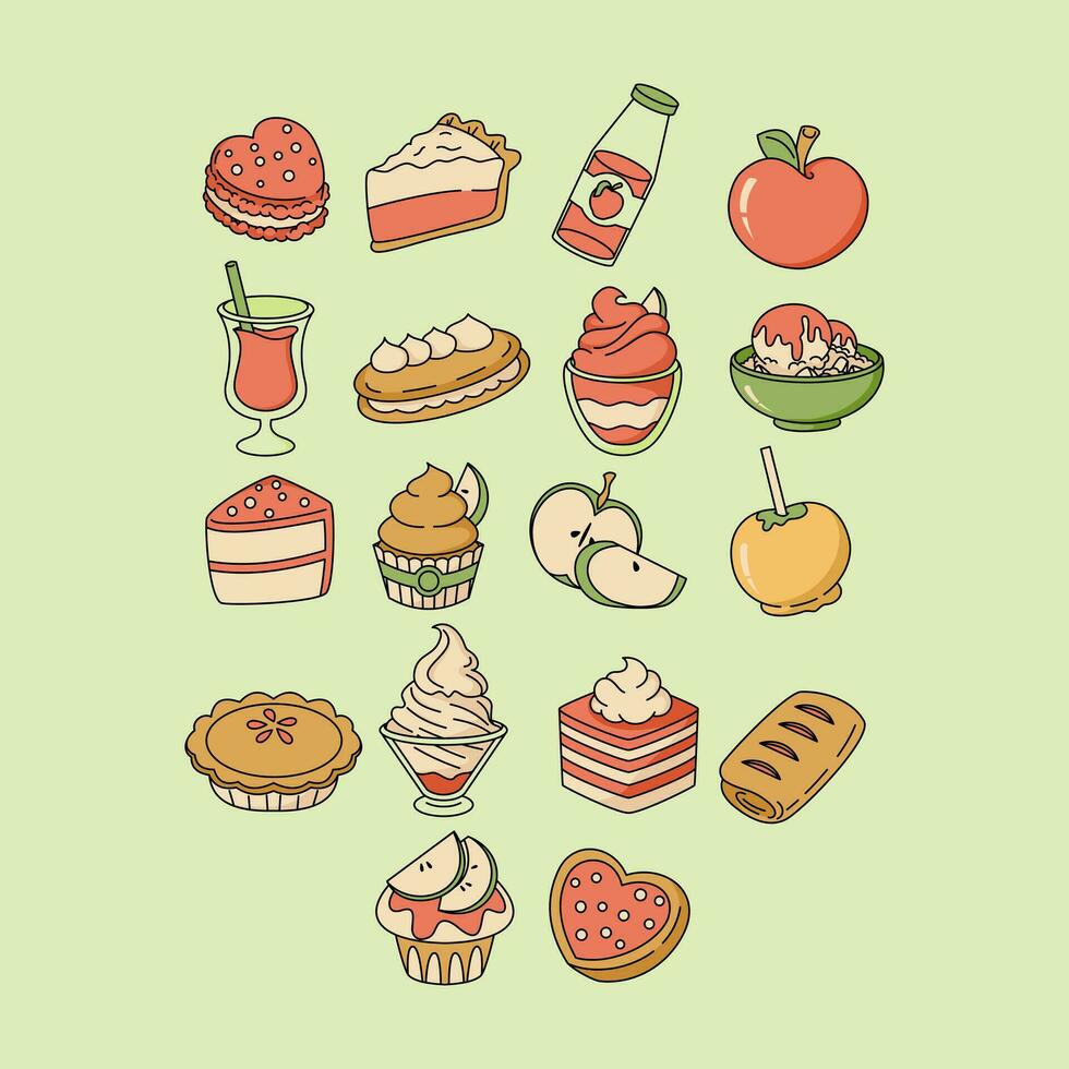 various apple foods vector