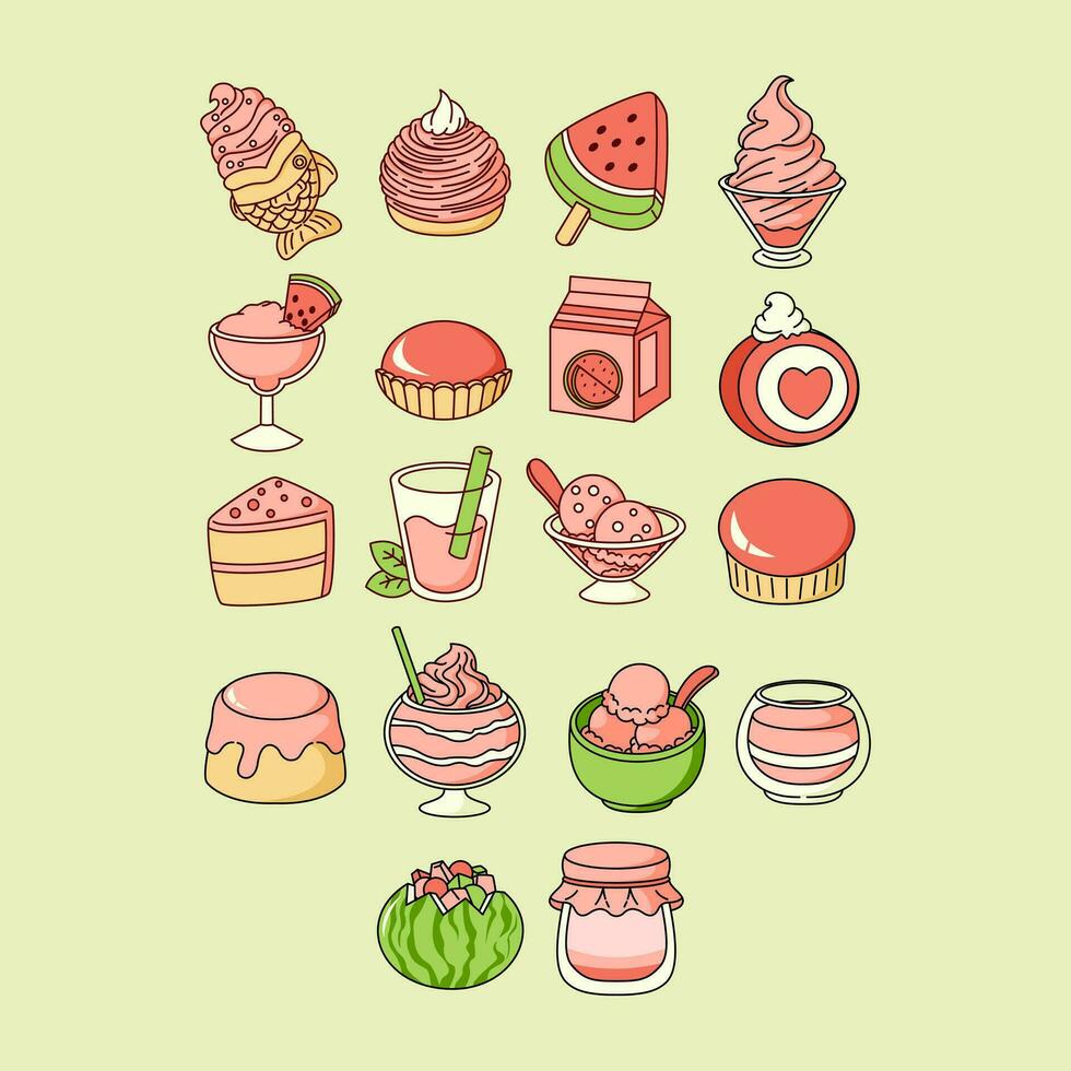 various watermelon foods vector