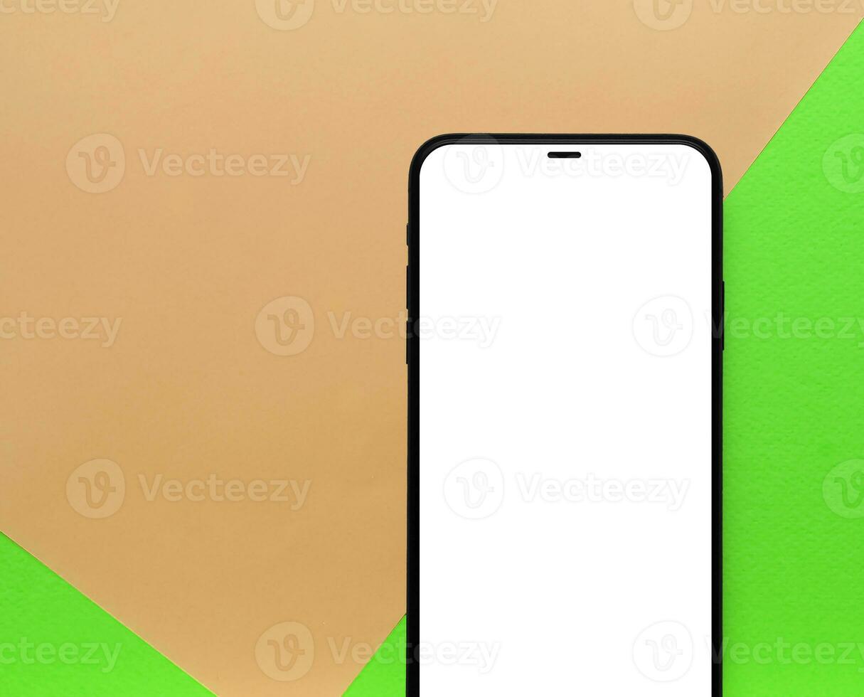 Mobile mockup colored paper background image photo