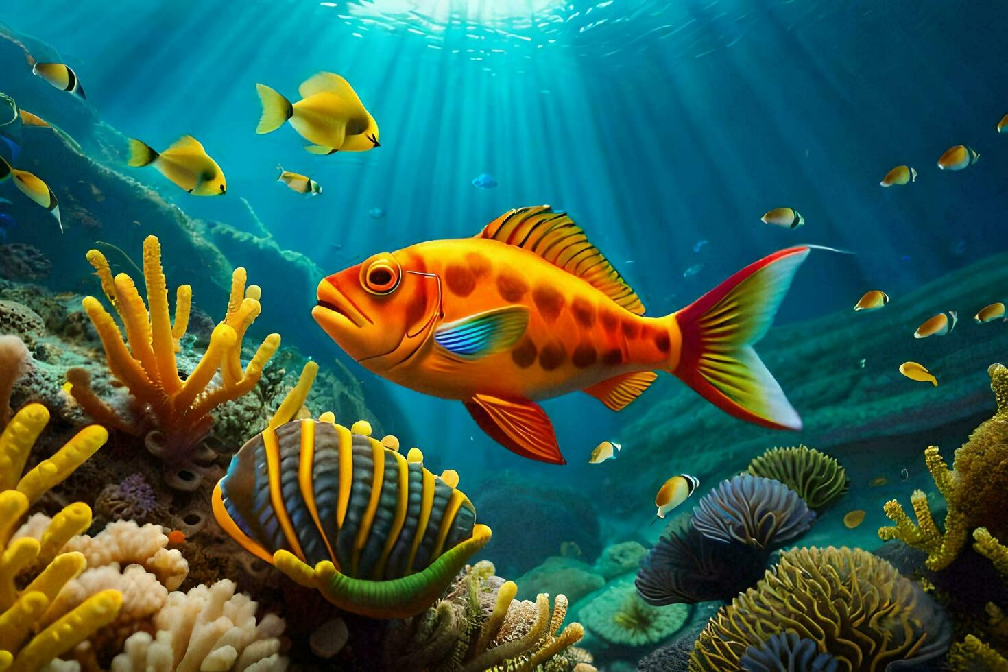 fish in the ocean with coral and other fish. AI-Generated photo