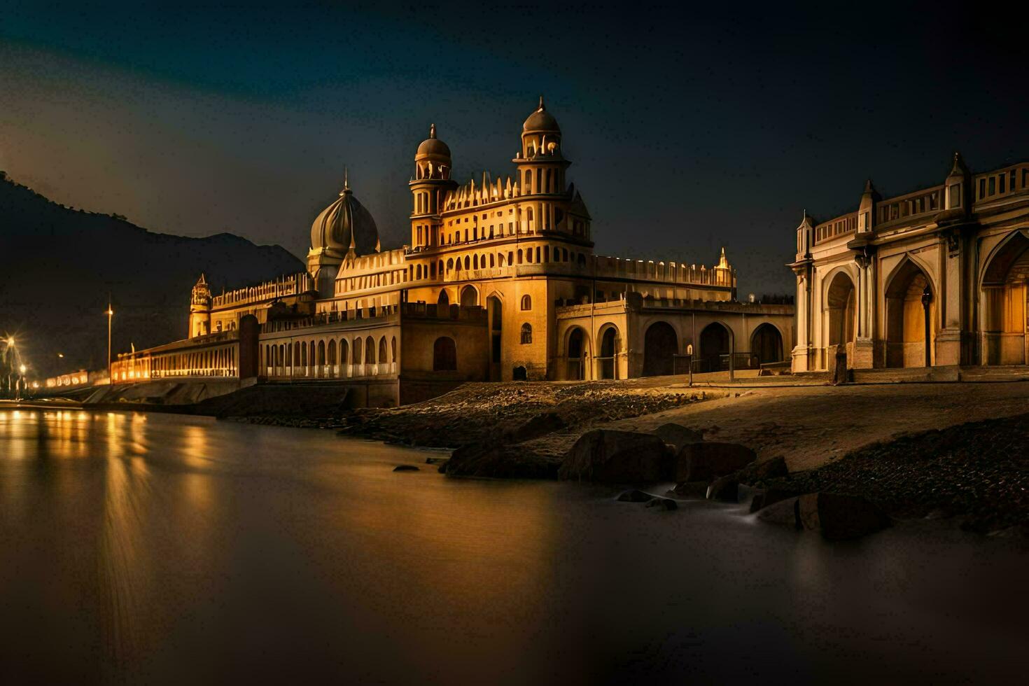 the palace of the king, by person. AI-Generated photo