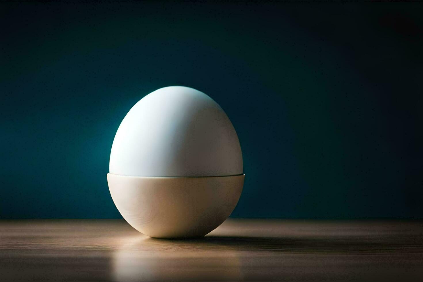 an egg sitting on a table. AI-Generated photo