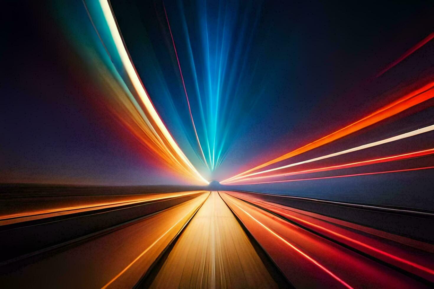 light trails on a highway at night. AI-Generated photo