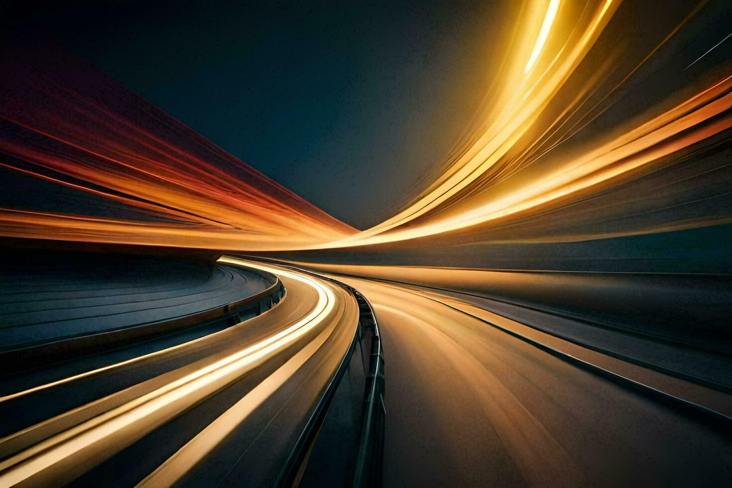 a long exposure photograph of a highway at night. AI-Generated photo