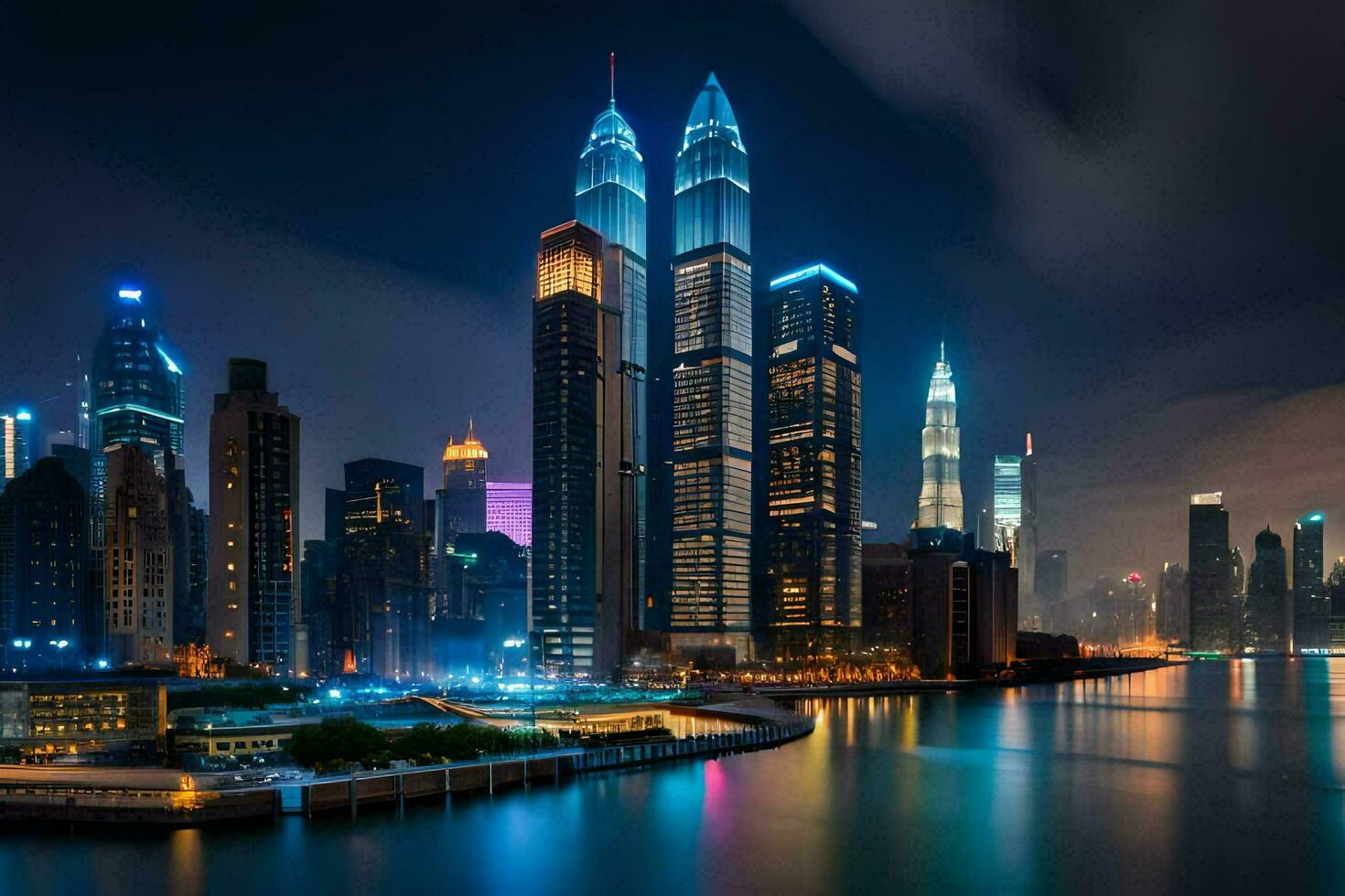 the city skyline at night in kuala lumpur, malaysia. AI-Generated photo