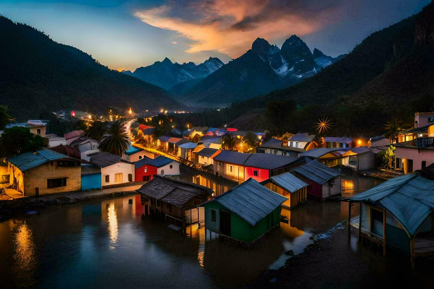 foto fondo de pantalla el cielo, montañas, noche, el montañas, el cielo, el montañas, el. generado por ai