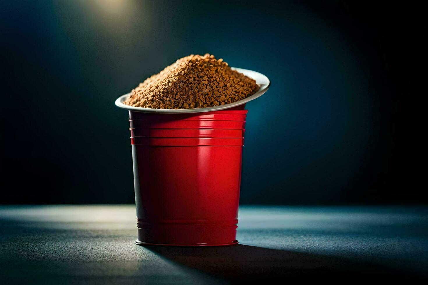 a red cup filled with coffee. AI-Generated photo