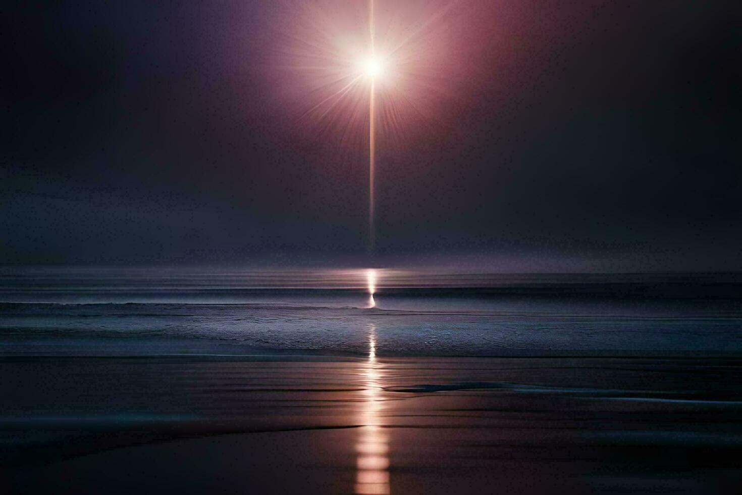 the sun shines brightly over the ocean. AI-Generated photo