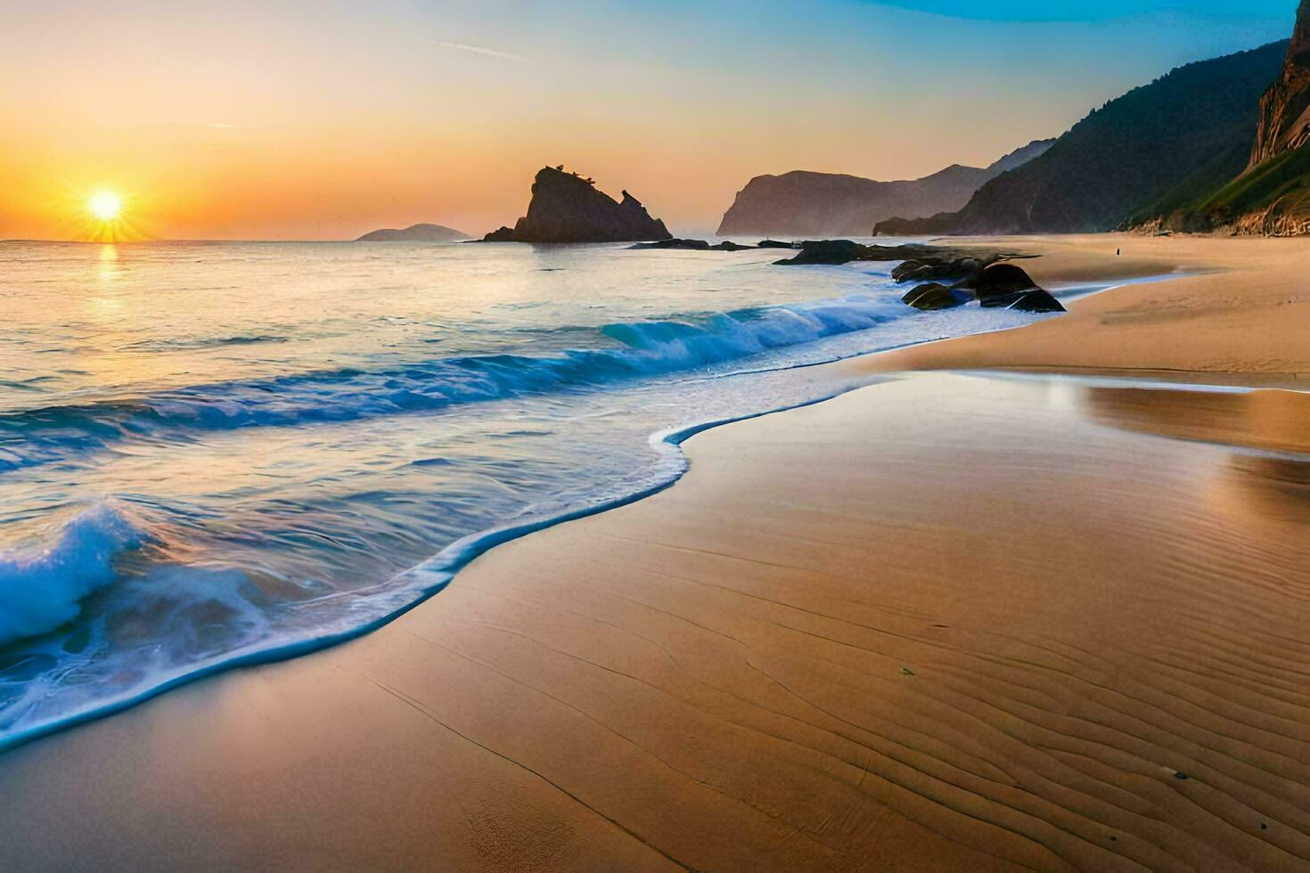 el playa fondo de pantalla. generado por ai foto