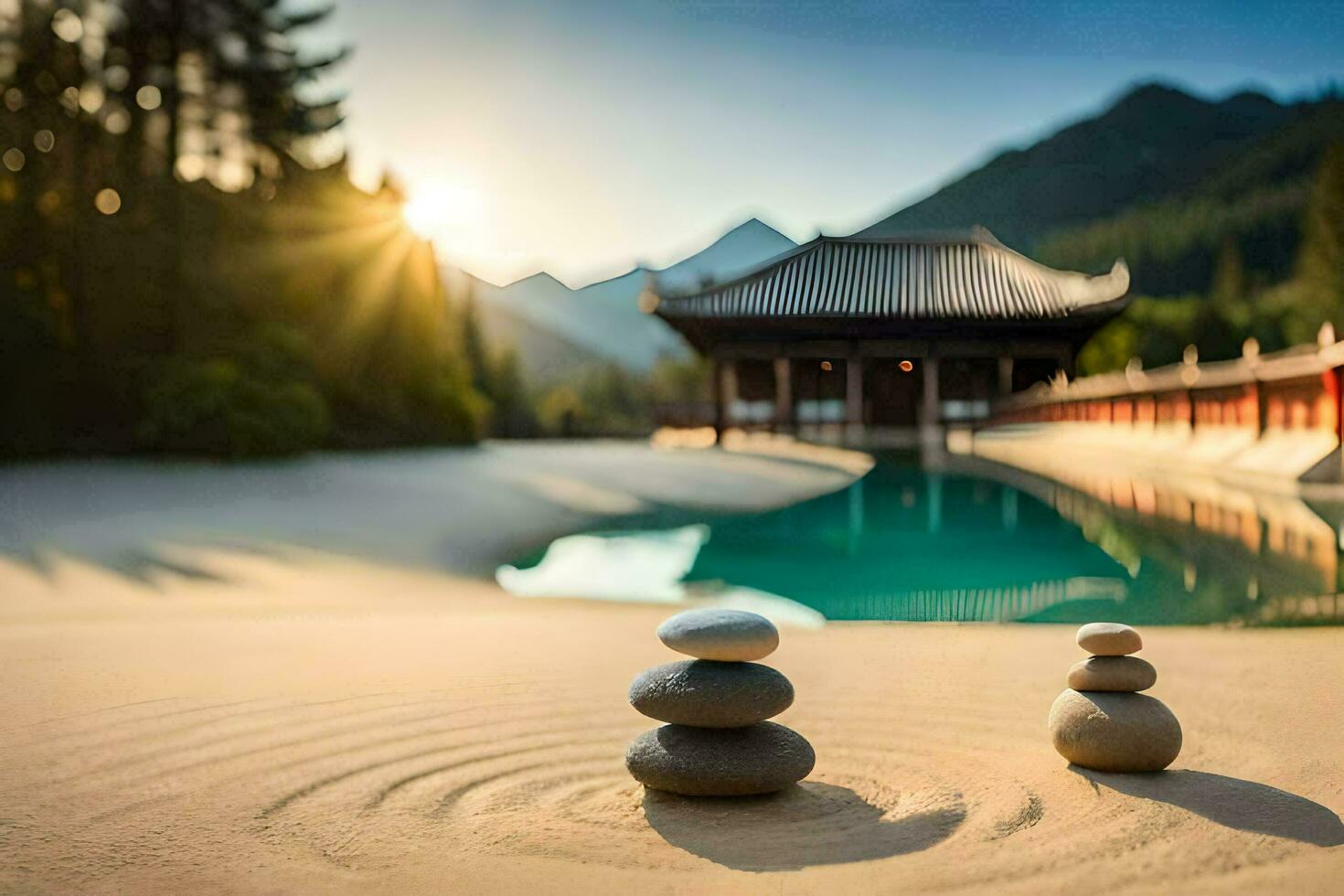 the zen garden. AI-Generated photo