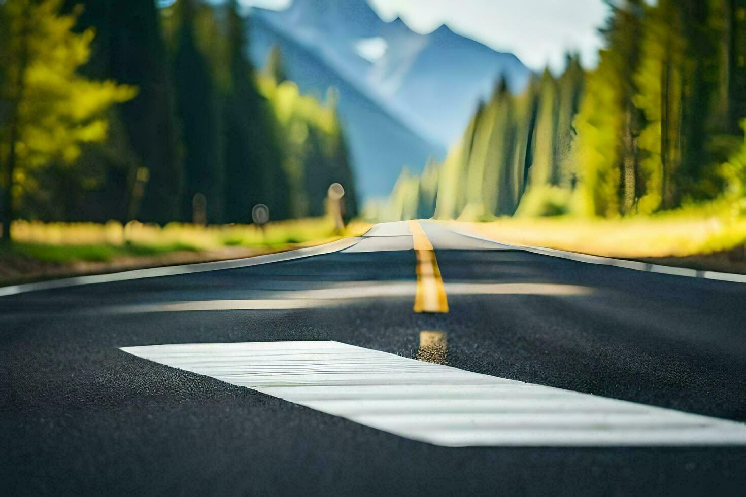 a road with a white line on it. AI-Generated photo