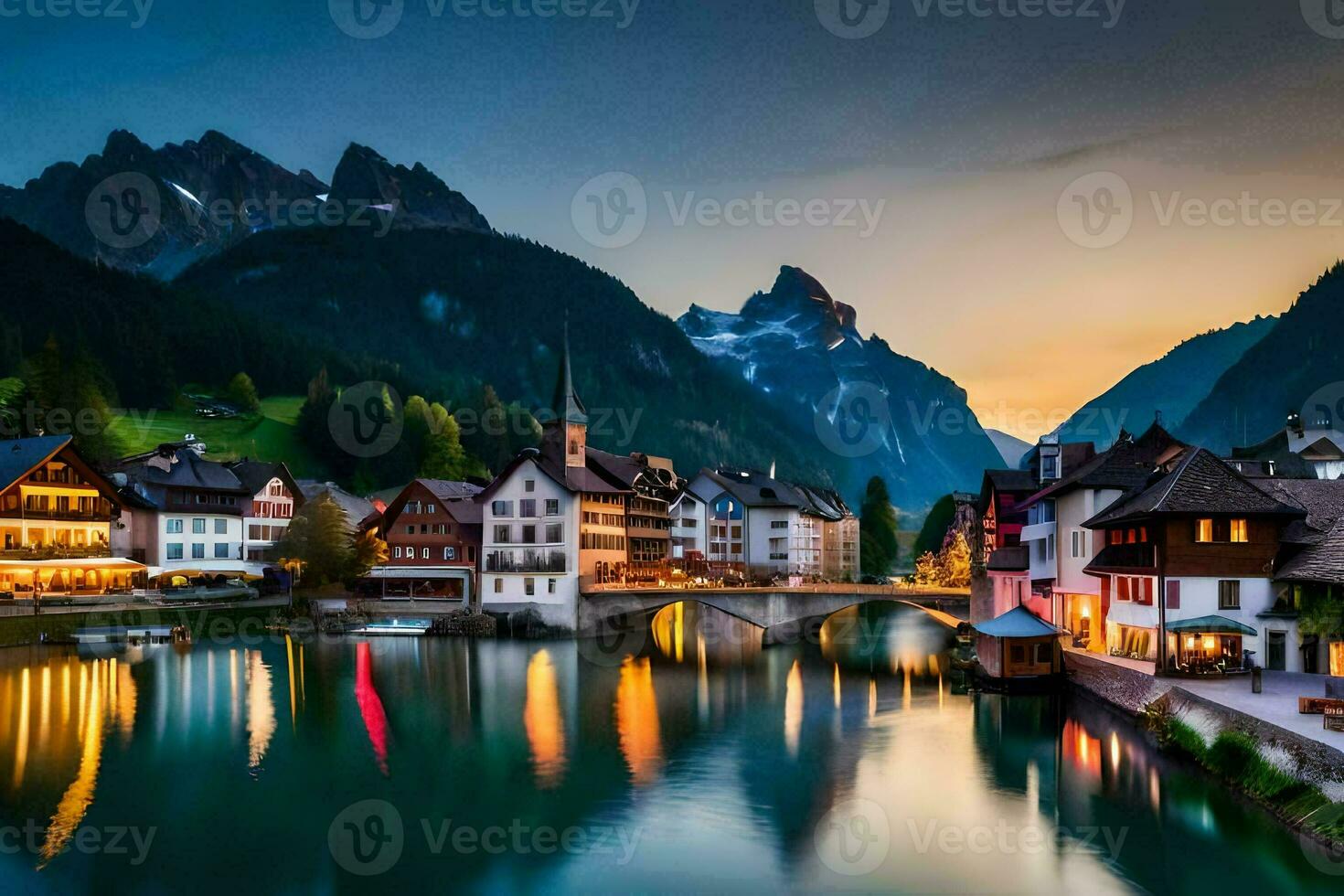 the town of altenburg at dusk. AI-Generated photo