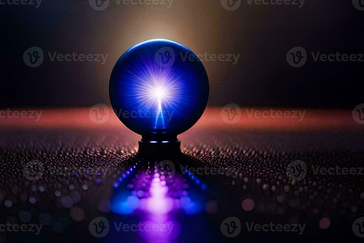 a blue light bulb with a bright light shining through it. AI-Generated photo