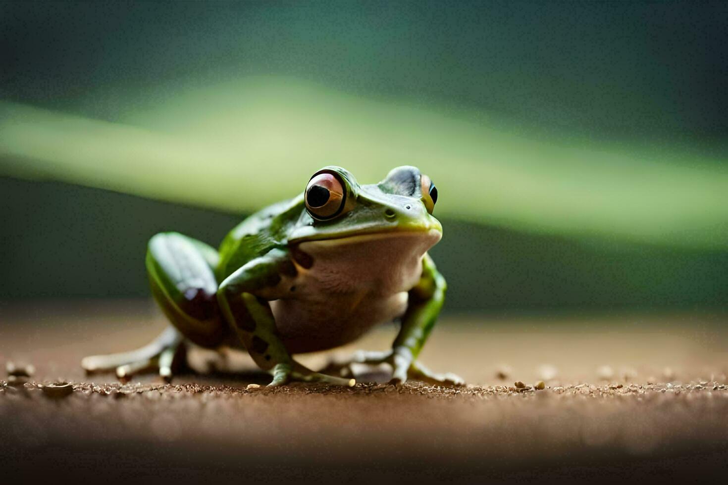 a frog is sitting on the ground. AI-Generated photo