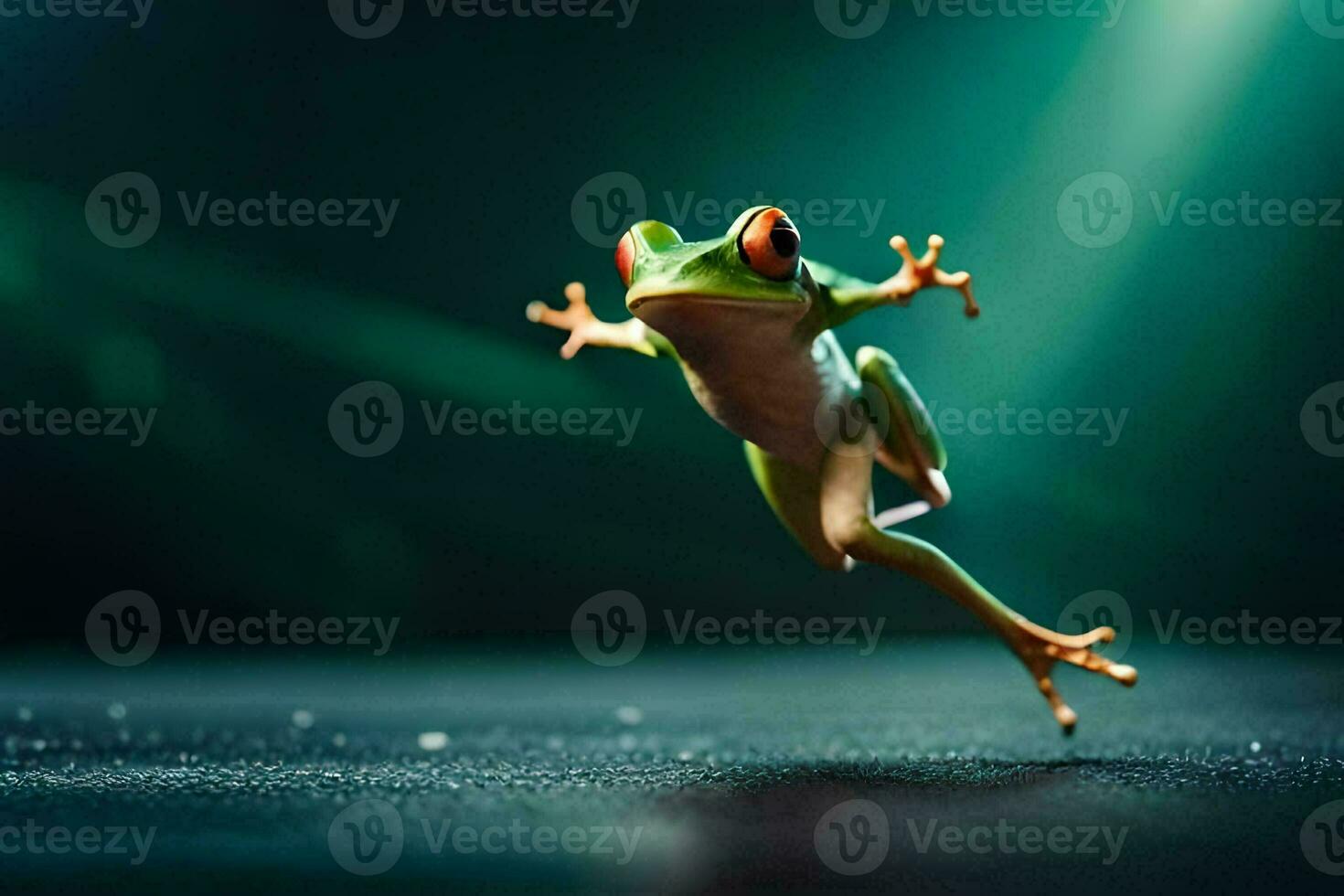frog jumping in the air. AI-Generated photo