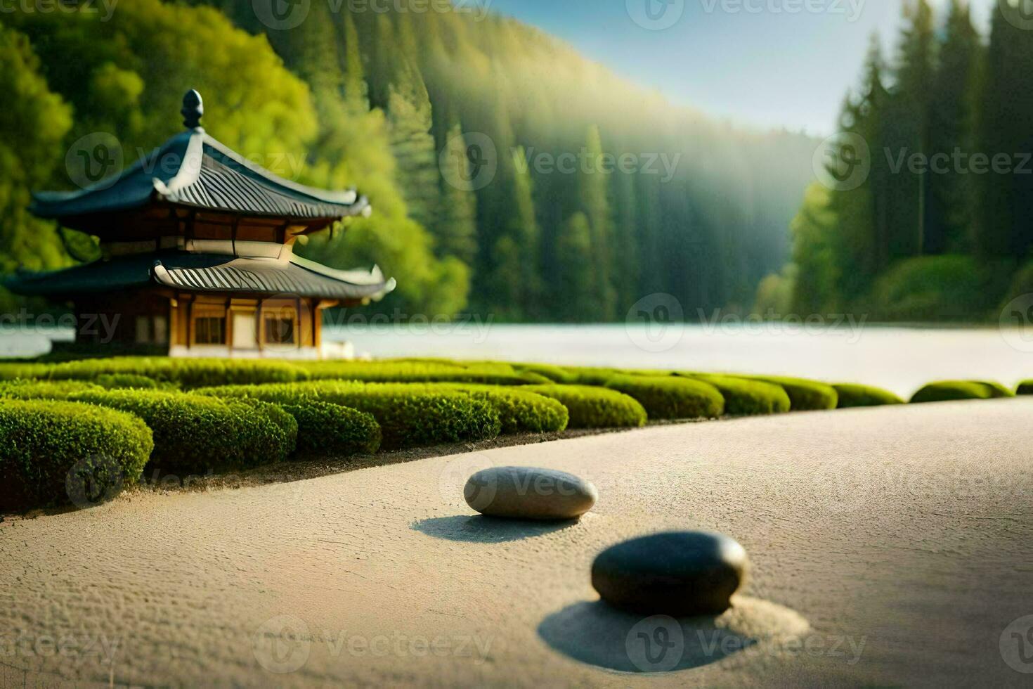 japanese garden wallpaper hd wallpaper. AI-Generated photo
