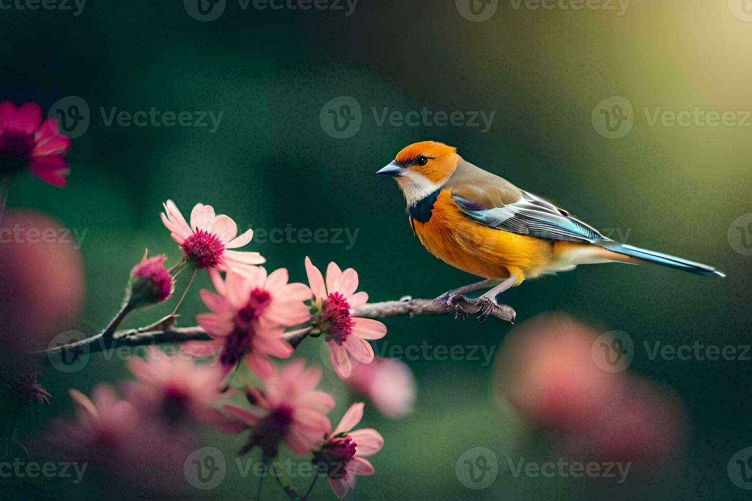 foto fondo de pantalla el cielo, flores, pájaro, el pájaro, flores, el pájaro, el pájaro. generado por ai