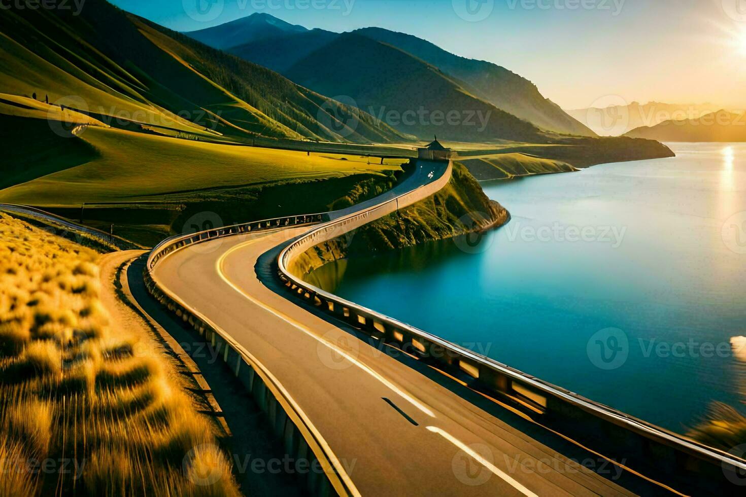 the road to the sun. AI-Generated photo