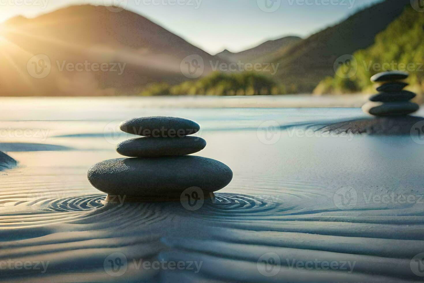 zen stones in the water. AI-Generated photo