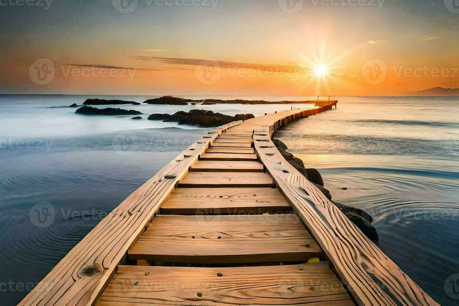 the path to the sea. AI-Generated photo