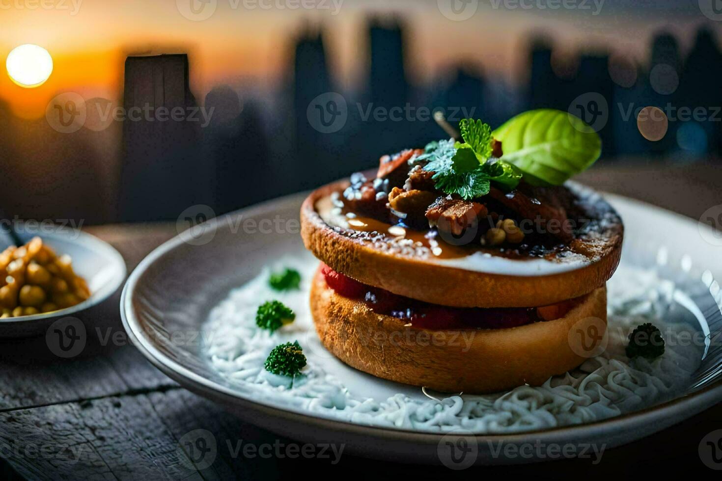 el comida a el hotel. generado por ai foto