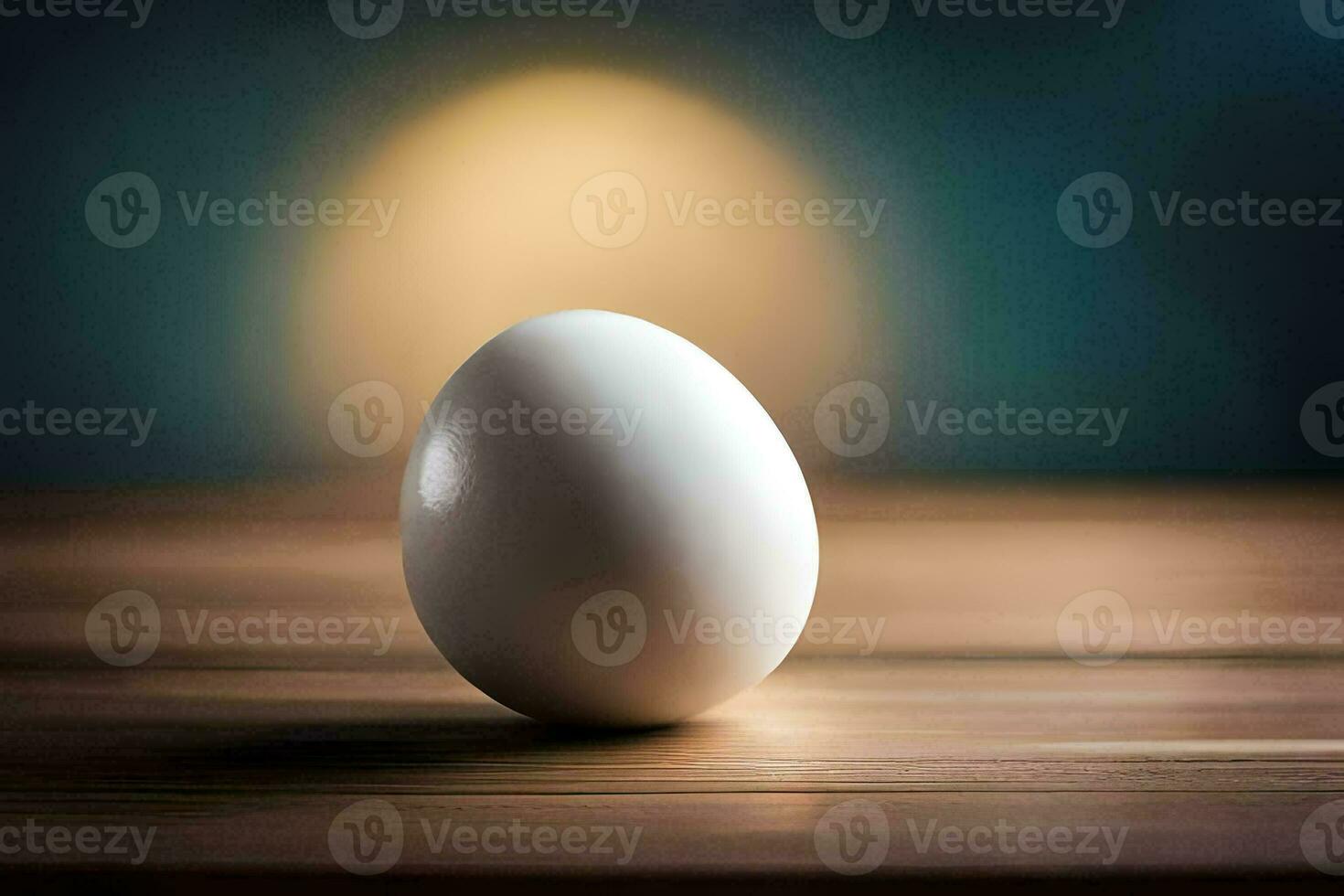 un huevo en un de madera mesa. generado por ai foto