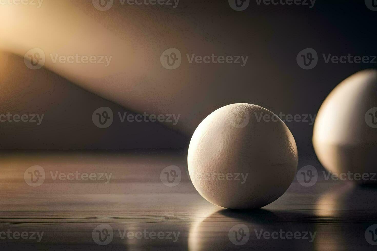 two eggs are sitting on a table. AI-Generated photo