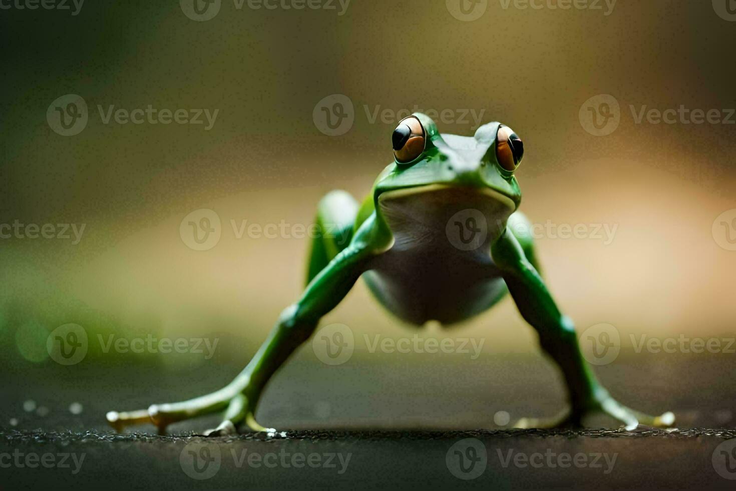 a frog is standing on its hind legs. AI-Generated photo