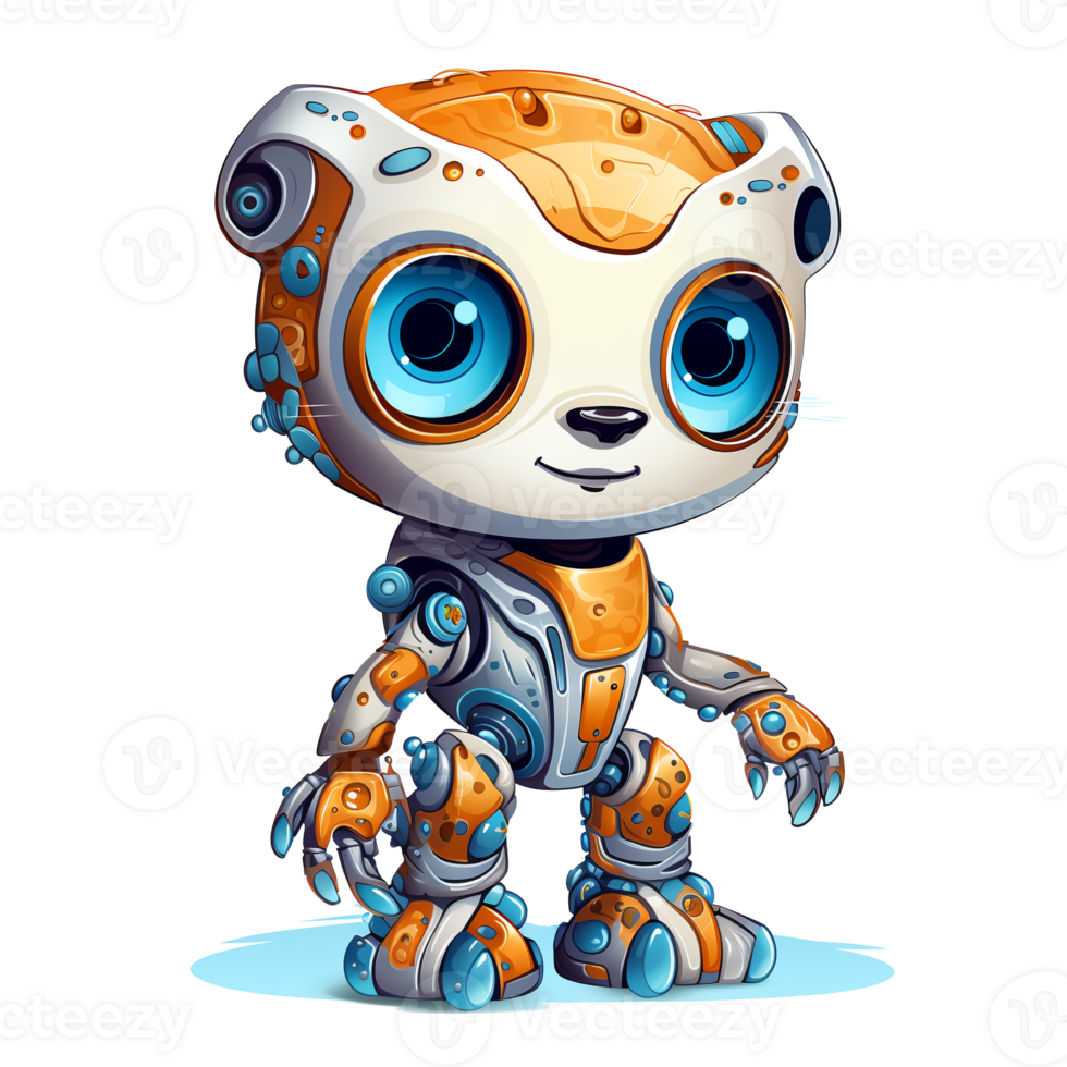 Cartoon leopard robots. T-Shirt, Sticker. Funny cyborg. AI Generated png