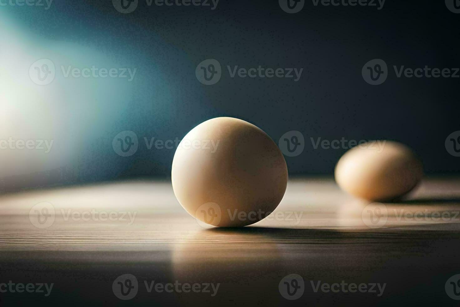 two eggs on a table. AI-Generated photo