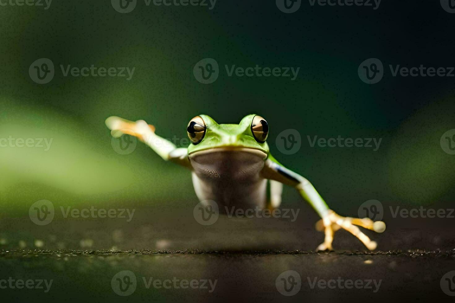 a frog jumping in the air. AI-Generated photo