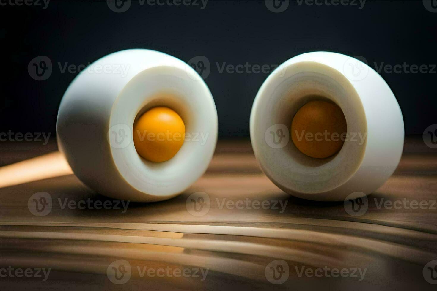 two eggs are sitting on top of each other. AI-Generated photo