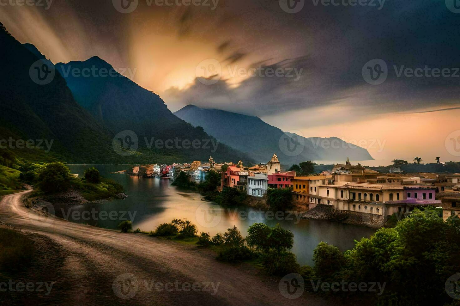 photo wallpaper the sky, mountains, river, lake, india, udaipur,. AI-Generated