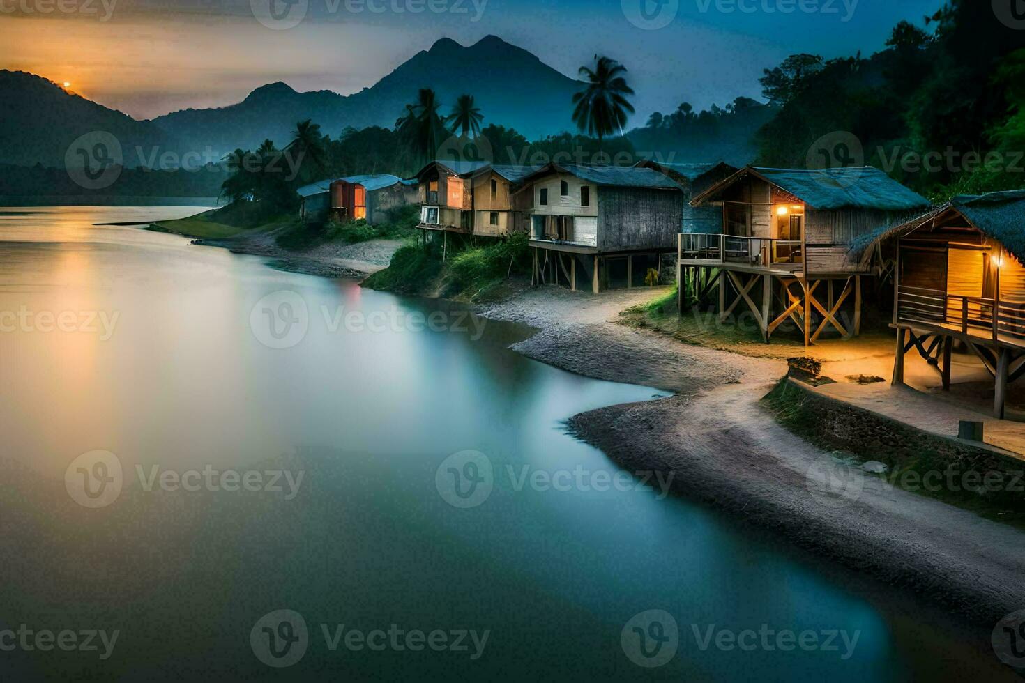 photo wallpaper the sky, mountains, water, the river, the mountains, the river, the. AI-Generated