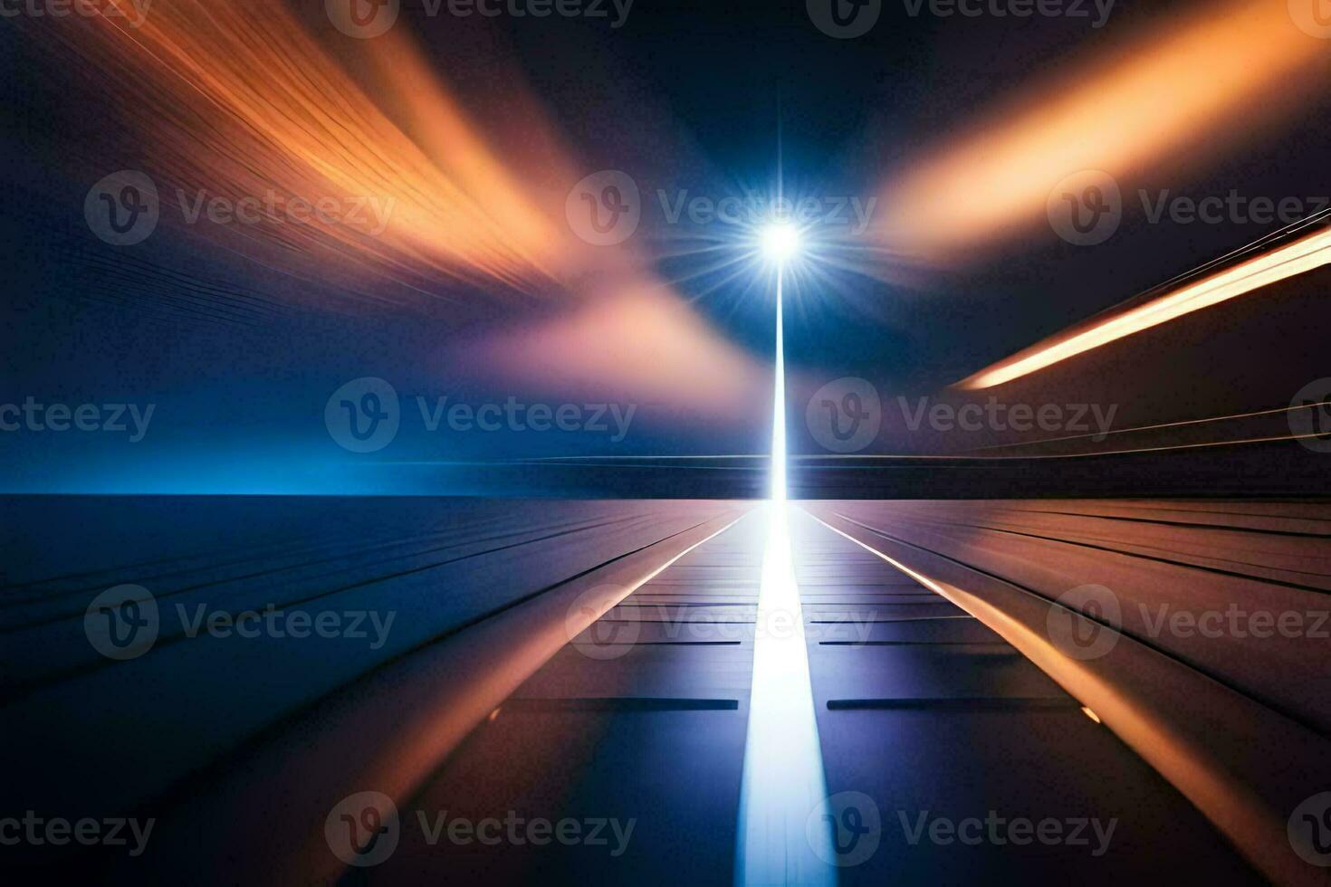 a long exposure photograph of a road at night. AI-Generated photo
