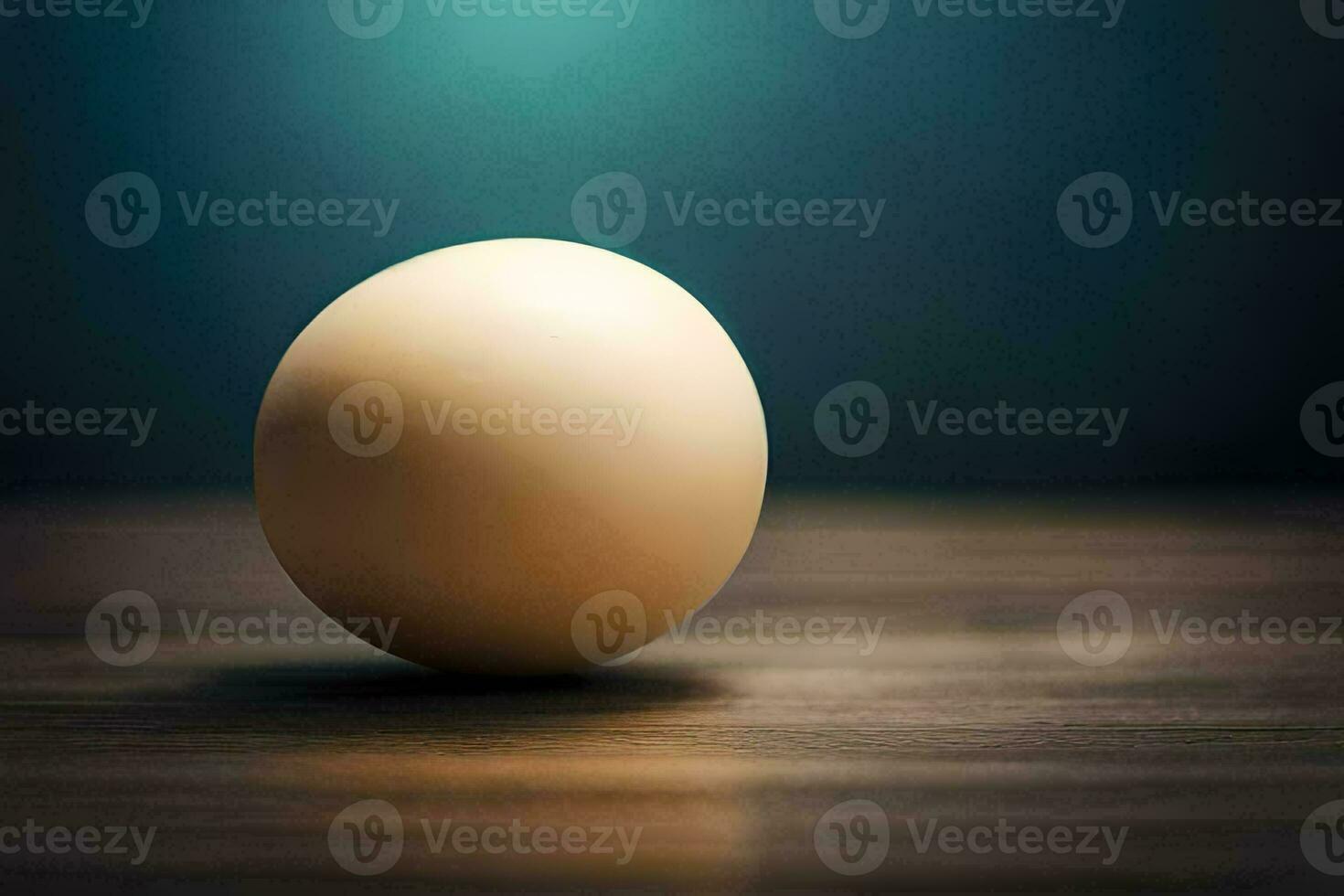 an egg on a wooden table. AI-Generated photo