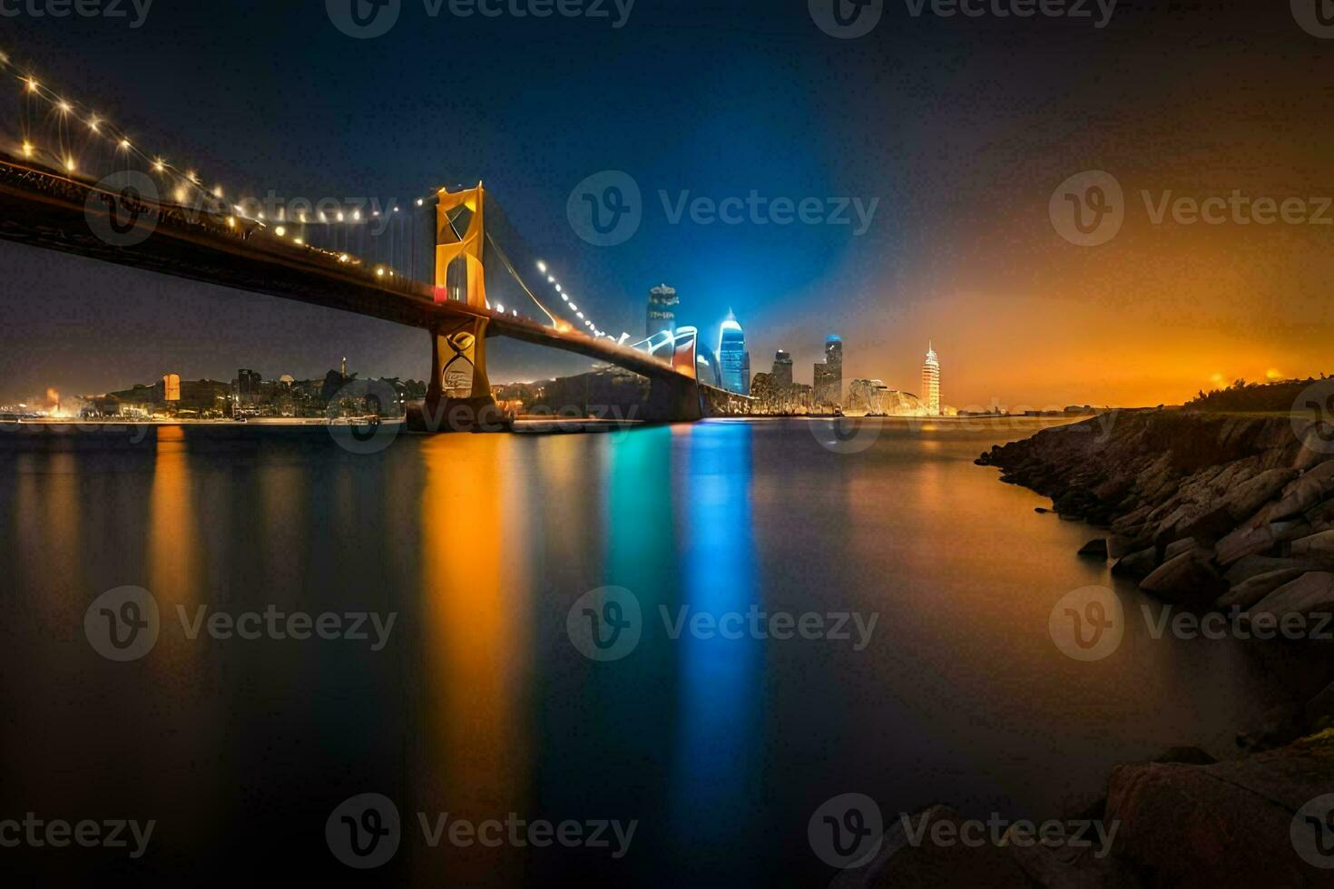 the golden gate bridge at night. AI-Generated photo