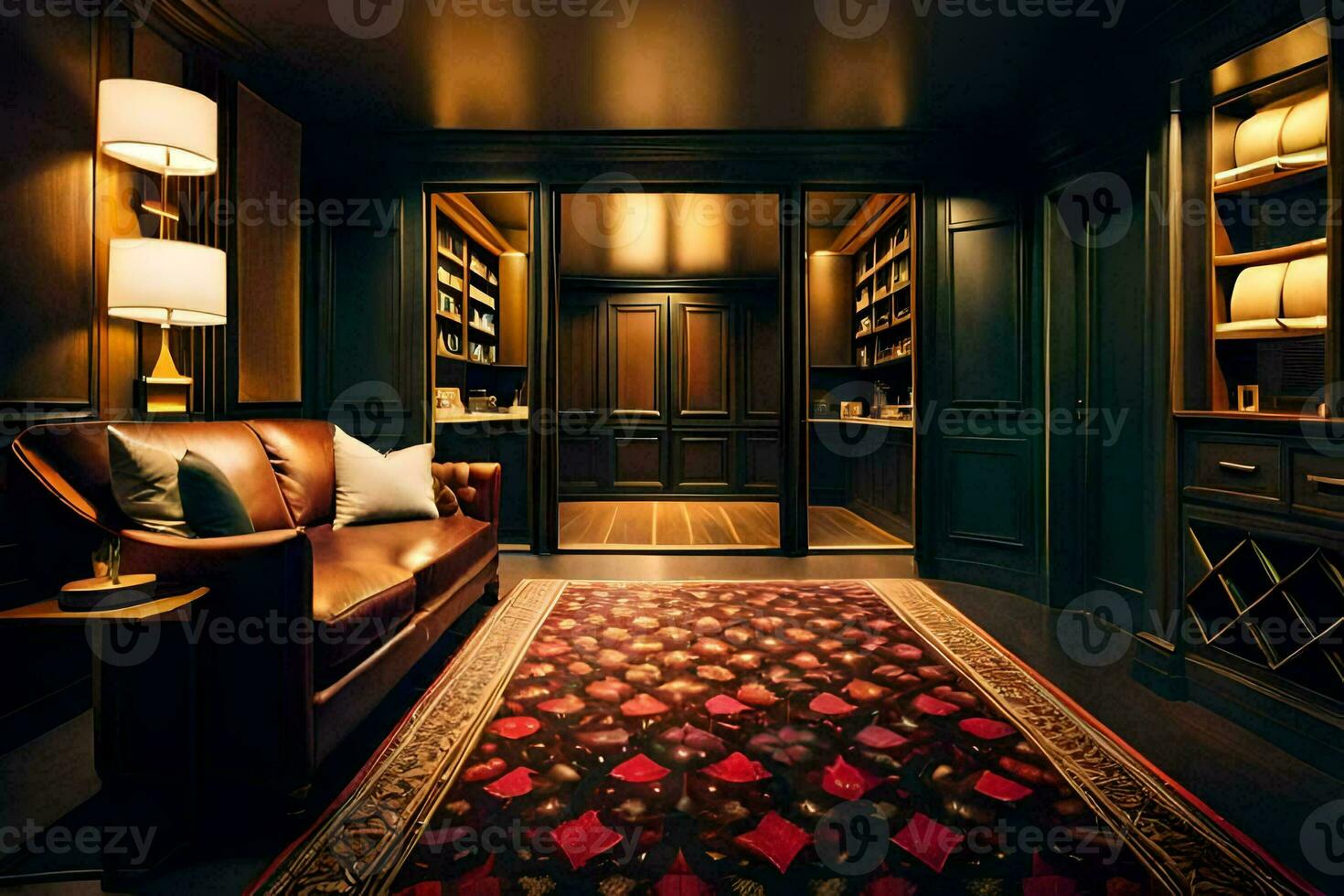 the library room at the new york hotel. AI-Generated photo