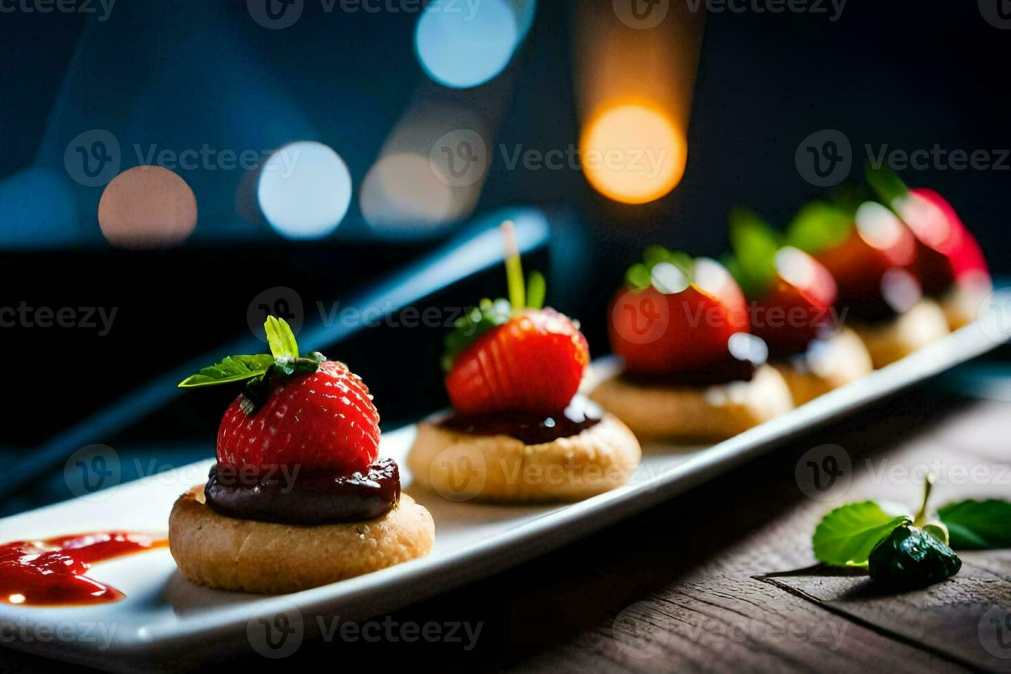 a plate with strawberries and chocolate on it. AI-Generated photo
