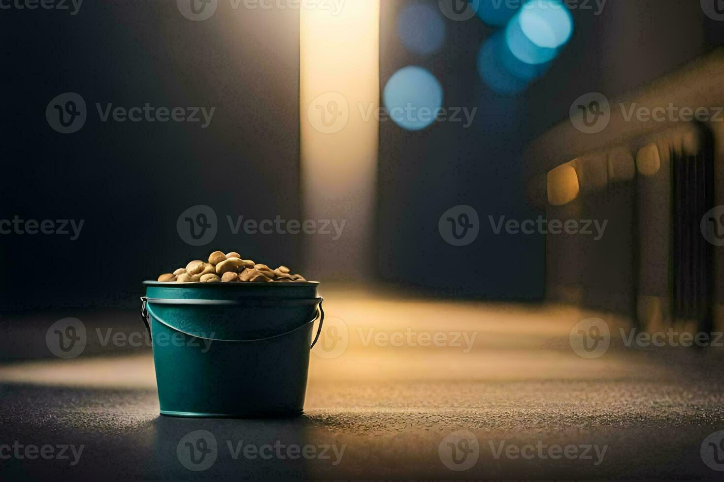 a bucket of peanuts on the floor. AIGenerated 33931408 Stock Photo at